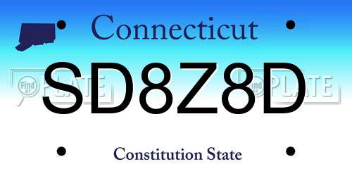 SD8Z8D Connecticut License Plate