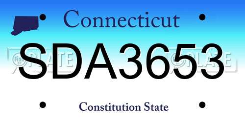 SDA3653 Connecticut License Plate