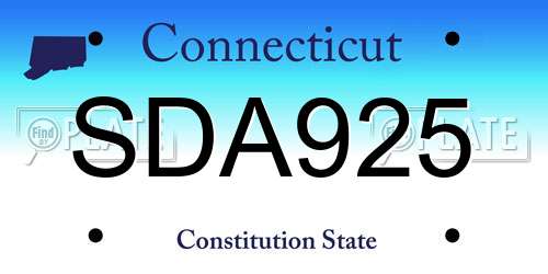 SDA925 Connecticut License Plate
