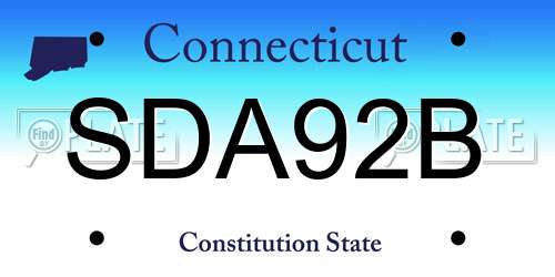 SDA92B Connecticut License Plate
