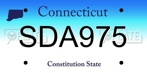 SDA975 Connecticut License Plate