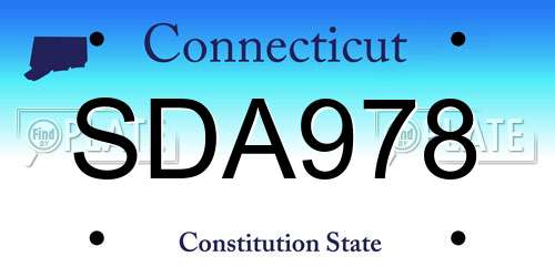 SDA978 Connecticut License Plate