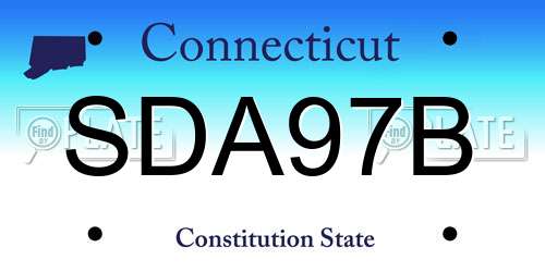 SDA97B Connecticut License Plate