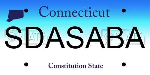 SDASABA Connecticut License Plate