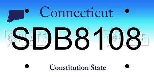 SDB8108 Connecticut License Plate