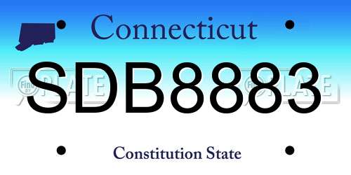 SDB8883 Connecticut License Plate