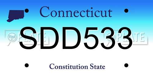 SDD533 Connecticut License Plate