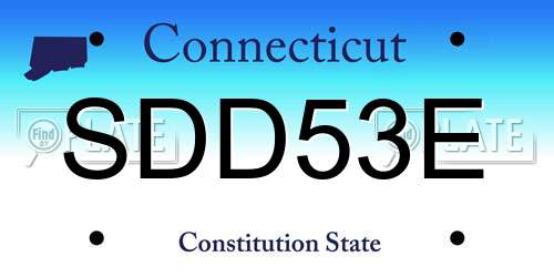 SDD53E Connecticut License Plate