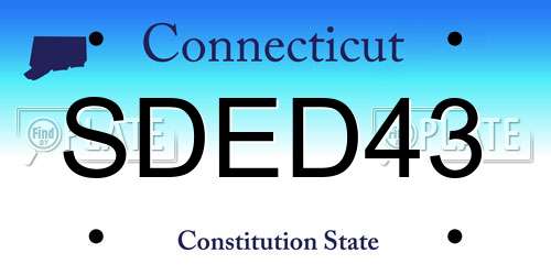 SDED43 Connecticut License Plate