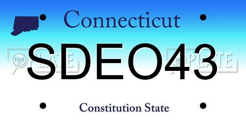 SDEO43 Connecticut License Plate