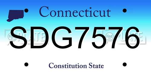 SDG7576 Connecticut License Plate