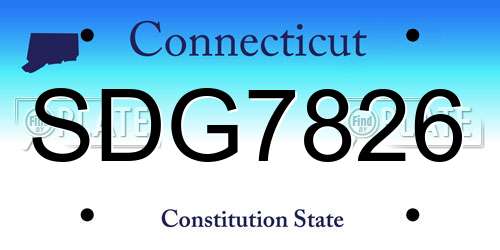 SDG7826 Connecticut License Plate