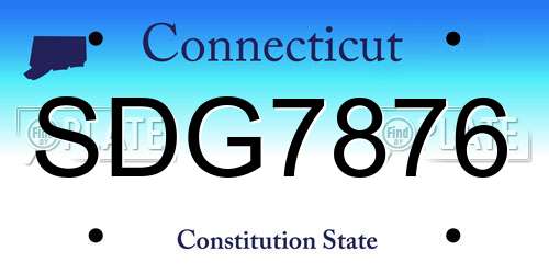 SDG7876 Connecticut License Plate