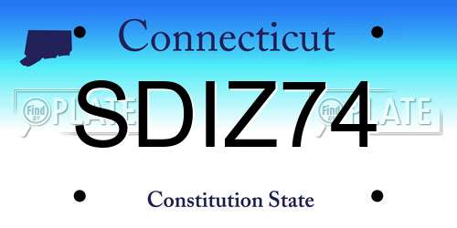 SDIZ74 Connecticut License Plate