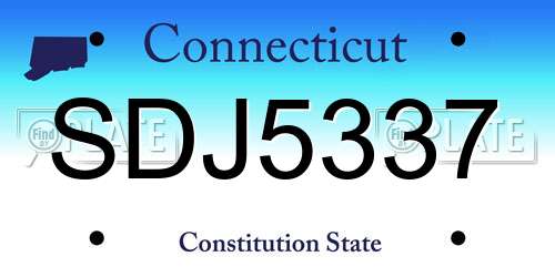 SDJ5337 Connecticut License Plate