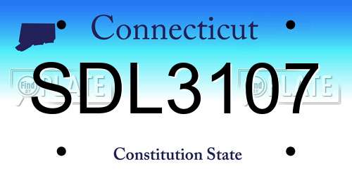 SDL3107 Connecticut License Plate