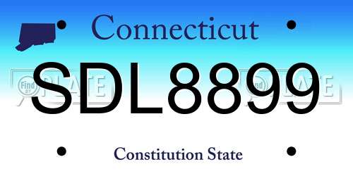 SDL8899 Connecticut License Plate