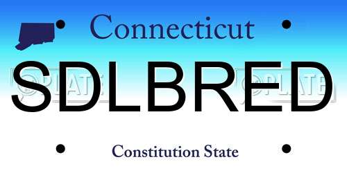 SDLBRED Connecticut License Plate