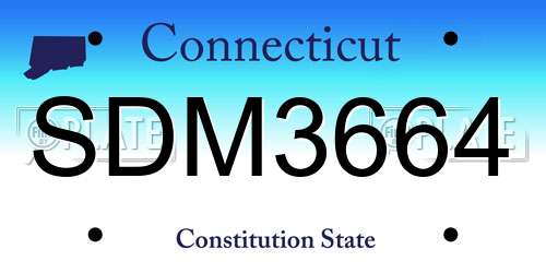 SDM3664 Connecticut License Plate