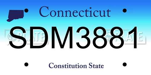 SDM3881 Connecticut License Plate