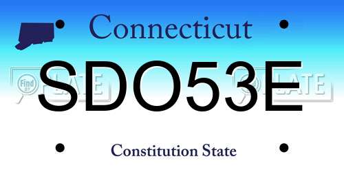 SDO53E Connecticut License Plate