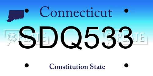 SDQ533 Connecticut License Plate