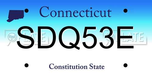 SDQ53E Connecticut License Plate