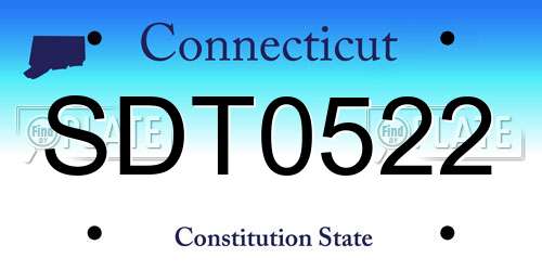 SDT0522 Connecticut License Plate