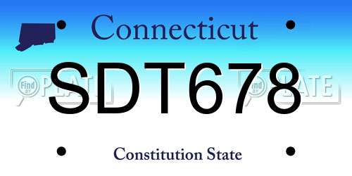 SDT678 Connecticut License Plate