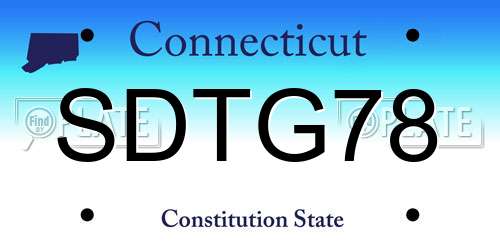 SDTG78 Connecticut License Plate