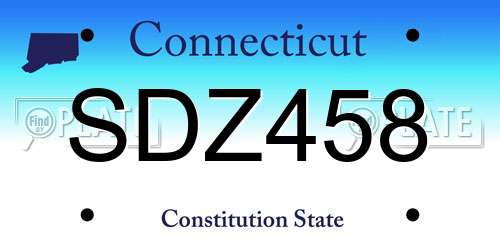 SDZ458 Connecticut License Plate