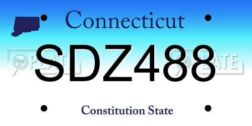 SDZ488 Connecticut License Plate