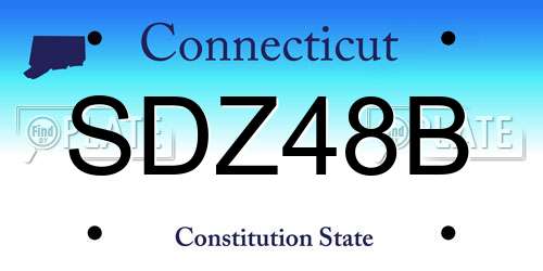 SDZ48B Connecticut License Plate