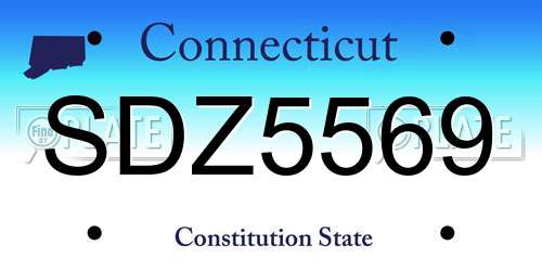 SDZ5569 Connecticut License Plate