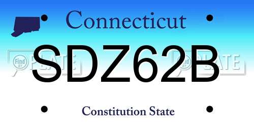 SDZ62B Connecticut License Plate