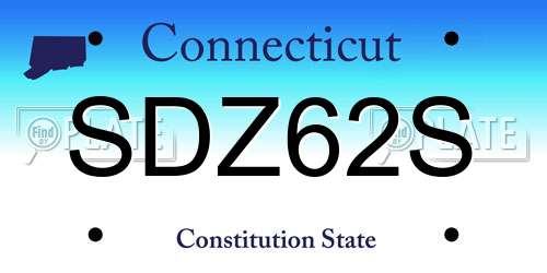 SDZ62S Connecticut License Plate