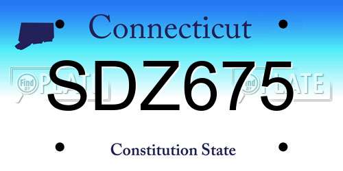 SDZ675 Connecticut License Plate
