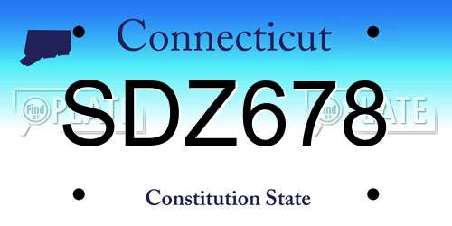 SDZ678 Connecticut License Plate