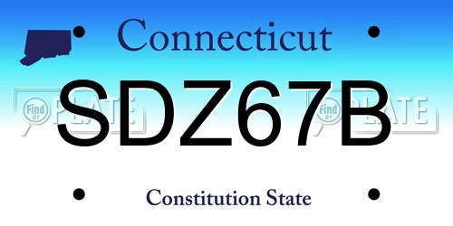 SDZ67B Connecticut License Plate