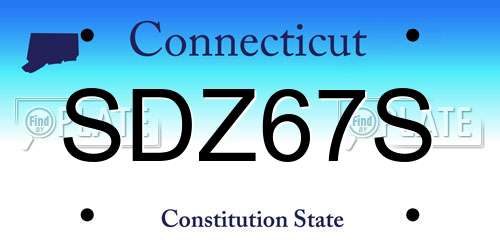 SDZ67S Connecticut License Plate