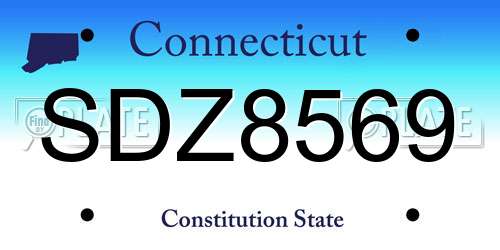 SDZ8569 Connecticut License Plate