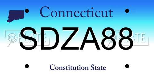 SDZA88 Connecticut License Plate