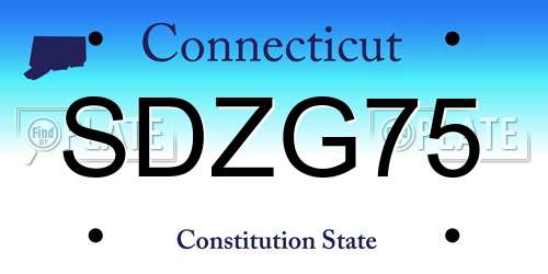 SDZG75 Connecticut License Plate
