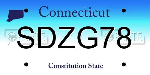 SDZG78 Connecticut License Plate
