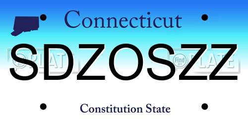 SDZOSZZ Connecticut License Plate
