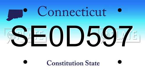 SE0D597 Connecticut License Plate