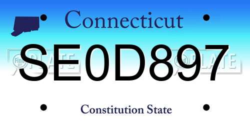 SE0D897 Connecticut License Plate