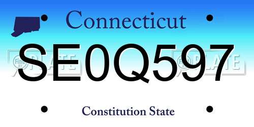 SE0Q597 Connecticut License Plate