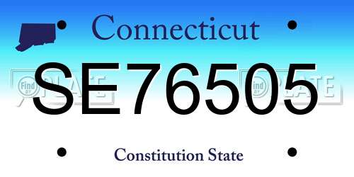SE76505 Connecticut License Plate