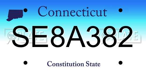 SE8A382 Connecticut License Plate